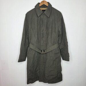 Banana Republic Womens Green Belted Mac Trench Coat Size M Belted Long Outdoor